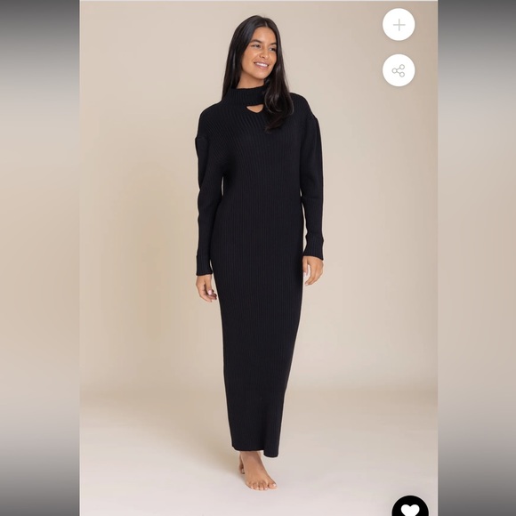 Dress Blank Dresses & Skirts - DRESS BLANK Black Turtleneck Cut Out Long Sleeve Ribbed Modest Maxi Knit Dress S